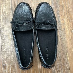 Gunnison Croc-Embossed Driving Moccasins Size 11 Black